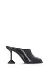 Ash Leather Sabot With Geometric Heel Design In Black