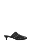 Ash Leather Kitten Heel Mules Open Back In Black