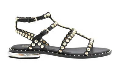 Ash Black Flat Sandals