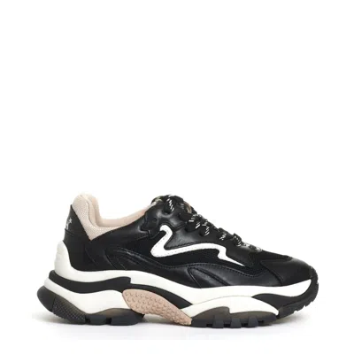 ASH ASH BLACK LEATHER AND FABRIC SNEAKERS WITH CHUNKY SOLE