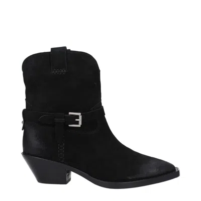 Ash Black Leather Ankle