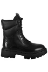 Ash Lace-up Combat Leather Boots In Black