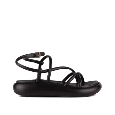 Ash Black Nappa Leather List Sandal