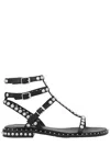 Ash Black Play Silver Studded Thin Sandals In Black