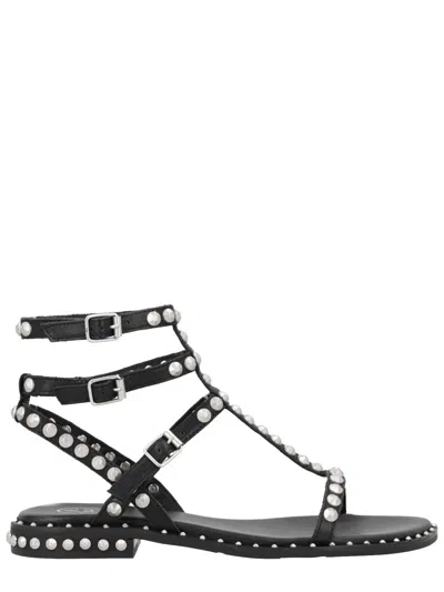 Ash Black Play Silver Studded Thin Sandals