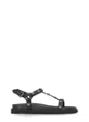 Ash Studded Open Toe Lace-up Rubber Sole In Black