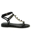 Ash Bead-embellished Leather Sandals In Black