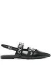 Ash Blondie Ballet Flats In Black Leather In 黑色