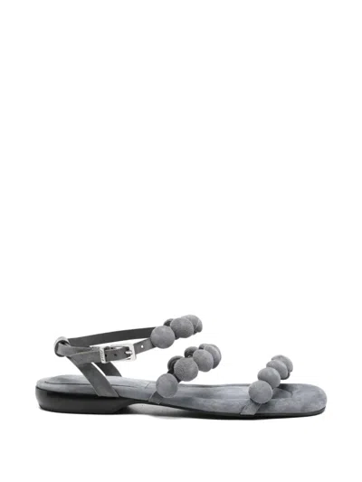 Ash Bobble-embellished Leather Sandals In Gray