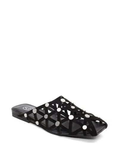 Ash Bone Stud-embellished Cut-out Sandals In Black