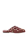 Ash Bone Stud-embellished Slides In Brown