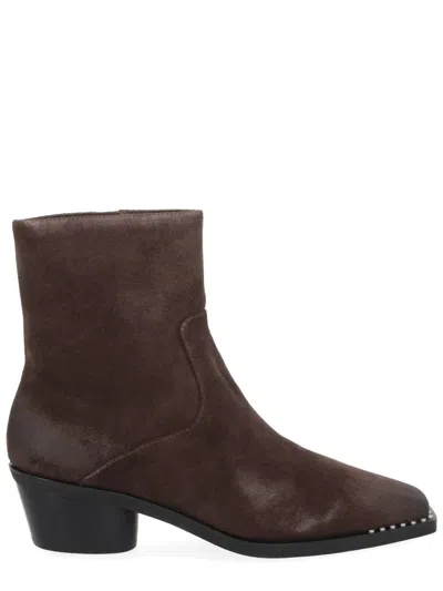 Ash Hasley Stud-embellished Ankle Boots In Brown