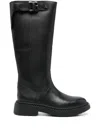 Ash Mandeville Low Heels Boots In Black Leather In Black