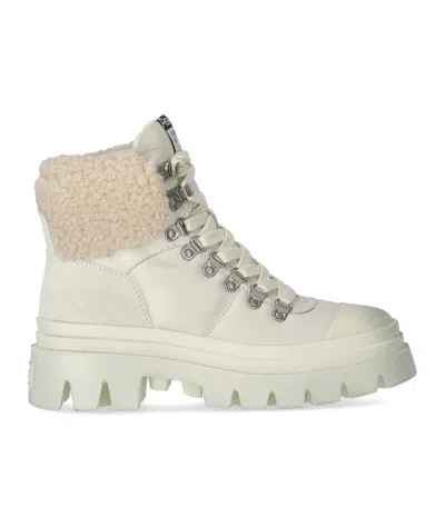 Ash Patagonia Faux Fur Off White Leather Hiking Boots