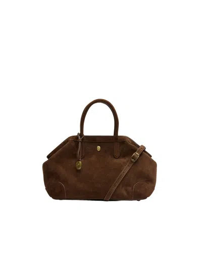 Ash Justine Calf Suede Tote Bag In Brown