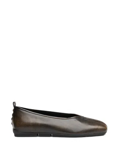 Ash Breeze Stud-embellished Ballet Flats In Brown