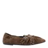 Ash Brendah Pointed-toe Buckle Ballet Flats In Brown