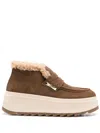Ash Suede Ankle Boot With Shearling Lining And Platform Sole In Brown