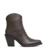 Ash Brown Leather Ankle Boots In Gray