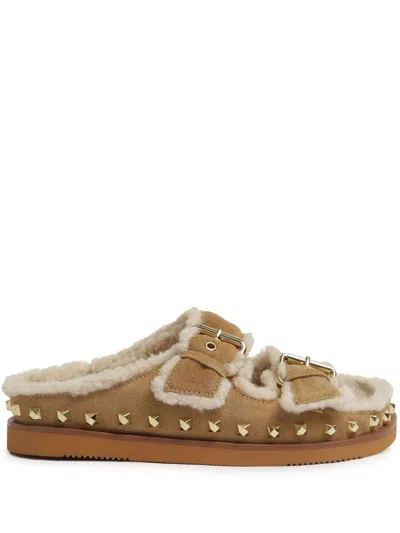 Ash Sandali In Shearling Con Fibbia In Brown
