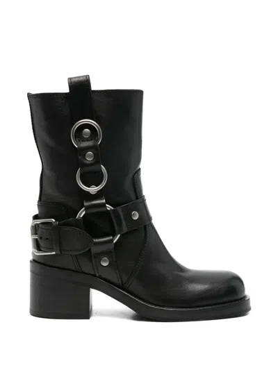 Ash Buckle-strap Boots In Black