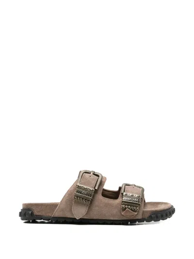 Ash Buckle-strap Flat Sandals In Brown