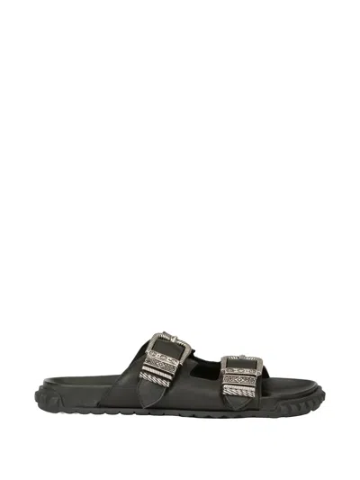 Ash Buckle-strap Leather Sandals In Black