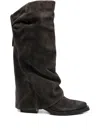Ash Button-detail Slouch Boots In Brown