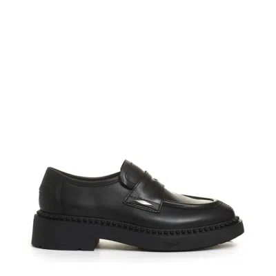 ASH ASH CHIC BLACK LEATHER MOCCASIN WITH STUDS AND PLATFORM