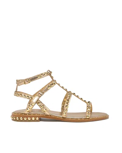 Ash Chic Metallic Goat Leather Sandals For Women In Brown