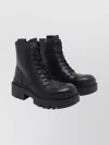 Ash Chunky Sole Lace-up Leather Ankle Boots In Black