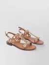 Ash Cinnamon Leather Studded Flat Sandals