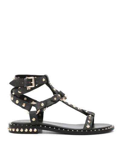 Ash Stud-embellished Leather Sandals In Black
