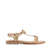 Ash Crocodile Print Sandal With Studs In Beige