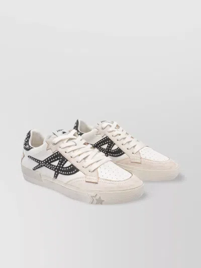 Ash Crystal Moon Leather Sneakers Studded In White