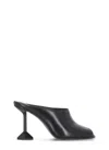 Ash Leather Sabot With Geometric Heel Design In Black