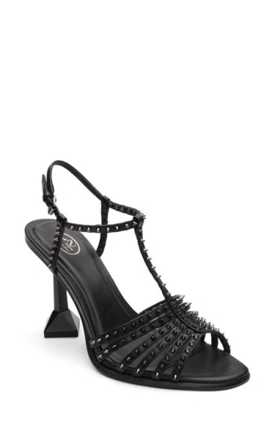Ash Desire Studded T-strap Sandal In Black