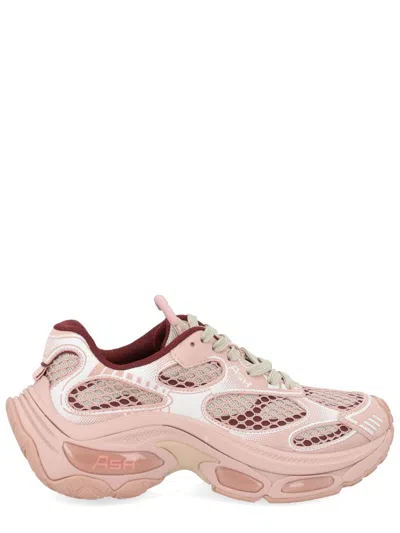 Ash Pink Dragon Suede Mesh Leather Sneakers In Animal Print