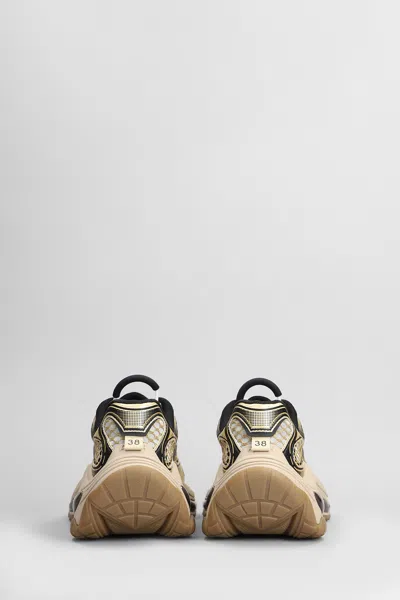 Ash Dragon Sneakers In Gold Leather And Fabric In White