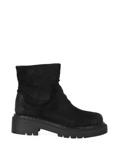 Ash Duffie Embroidered Ankle Boots In Black