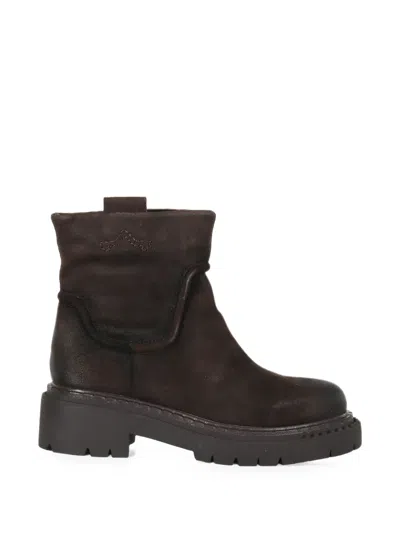 Ash Duffie Embroidered Ankle Boots In Brown