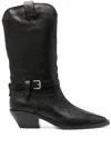 Ash Black Calf Leather Duran Boots In Black