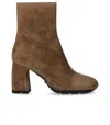 Ash Eclat Beige Heeled Ankle Boot In Brown