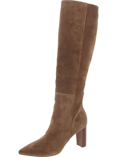 Ash Elisa Womens Faux Suede Stacked Heel Over-the-knee Boots In Brown