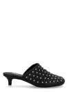 Ash Leather Kitten Heel Mules Open Back In Black