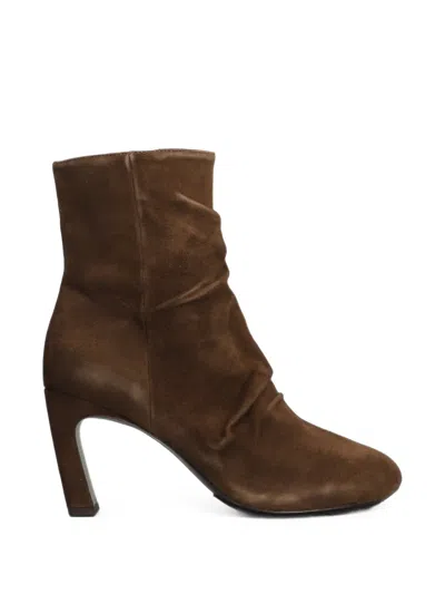 Ash Estelle Leather Ankle Boots In Brown