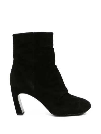 Ash Estelle Ruched Suede Ankle Boots In Animal Print