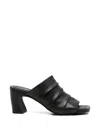 Ash High Heel Mules Ruched Front Drape In Black
