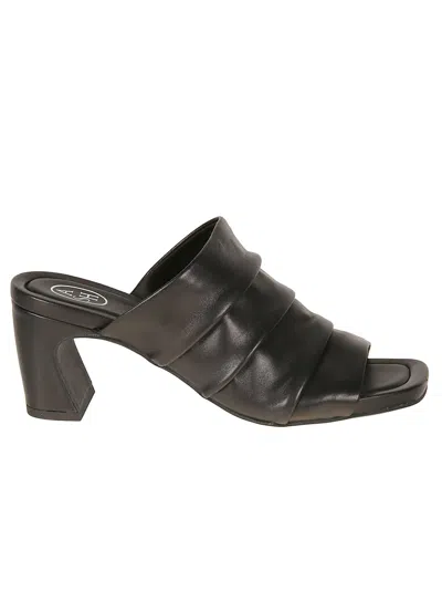 Ash Eva Ruched Nappa Leather Mules In Gray