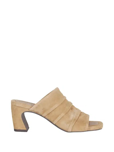 Ash Eva Ruched Suede Sandals In Neutral